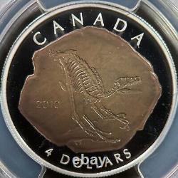 CANADA. 2010, 4 Dollars, Silver PCGS PR69 Top Pop? Dromaeosaurus Fossil