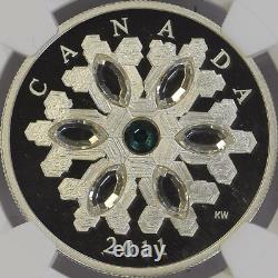 CANADA. 2011, 20 Dollars, Silver NGC PF70 Top Pop? Snowflake, Emerald