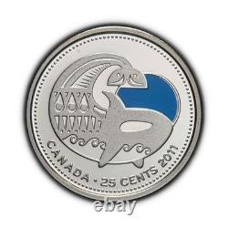 CANADA. 2011, 25 Cents, Silver Nature Conservation, Orca, Killer Whale, Blue