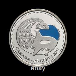 CANADA. 2011, 25 Cents, Silver Nature Conservation, Orca, Killer Whale, Blue