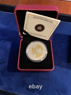 CANADA 2013 PROOF $5 SILVER COIN, 1 Oz. SILVER MAPLE LEAF 25th ANNIVERSARY