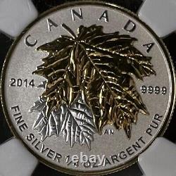 CANADA. 2014, 3 Dollars, Silver NGC PF70 Top Pop? Gilt Reverse Proof Maple