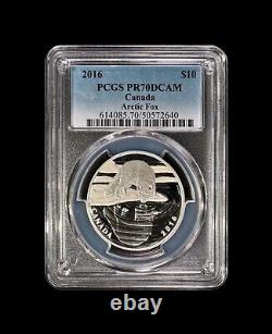 CANADA. 2016, 10 Dollars, Silver PCGS PR70 Top Pop? Reflections Arctic Fox