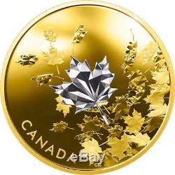 CANADA -2017'Whispering Maple Leaves' Reverse-Gold-Plated Proof $50 Silver Coin