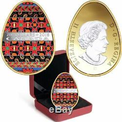 CANADA 2018 Golden Spring Pysanka $20 Egg Shaped 1 oz Proof Silver Gilded Coin
