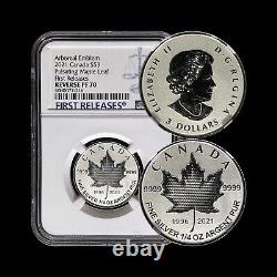 CANADA. 2021, 3 Dollars, Silver NGC PF70 Top Pop? Pulsating Maple Leaf