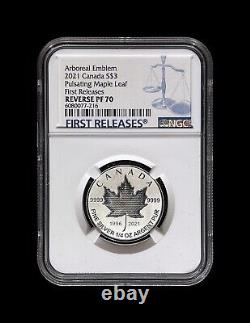 CANADA. 2021, 3 Dollars, Silver NGC PF70 Top Pop? Pulsating Maple Leaf