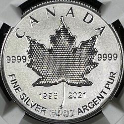 CANADA. 2021, 3 Dollars, Silver NGC PF70 Top Pop? Pulsating Maple Leaf