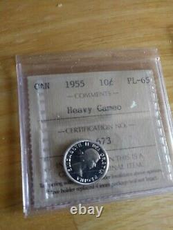 CERTIIED ICCS PL65 Heavy Cameo PL66 RED cent Canada set 1955 Silver Proof-Like