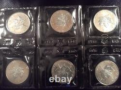 Canada 1 oz silver maple leaf 6 coins bu sealed