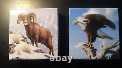 Canada $100 Silver Proof Majestic Bald Eagle & Rocky Mtn Bighorn Rams (Lot of 2)