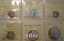 Canada 1954 6 Coin Silver Proof-Like Set ICCS Graded