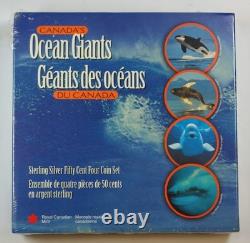 Canada 1998 WHALES Canada's Ocean Giants Orca 50¢ 4-Coin Silver Proof Set in OGP