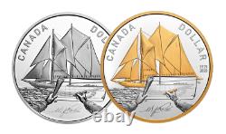 Canada 2 coins Proof Silver Dollars $1 Anniversary Bluenose Schooner 2021