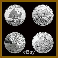 Canada $20 Dollars Silver Proof (4 Pcs Full Coin Set), 1 oz 2015 Sportfish