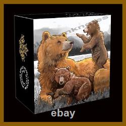 Canada $20 Dollars Silver Proof Coin, 1 oz 2015 Grizzly Bear Family