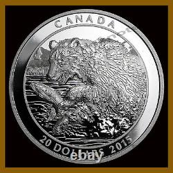 Canada $20 Dollars Silver Proof Coin, 1 oz 2015 Grizzly Bear the Catch