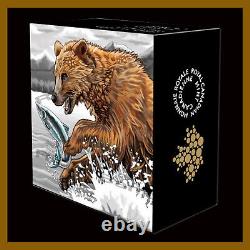 Canada $20 Dollars Silver Proof Coin, 1 oz 2015 Grizzly Bear the Catch