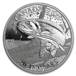 Canada $20 Dollars Silver Proof Coin, 1 oz 2015 Sportfish (Rainbow Trout)