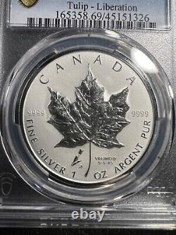 Canada, 2005, $5, SP69 PCGS Netherlands Liberation Tulip Privy Maple Leaf Silver