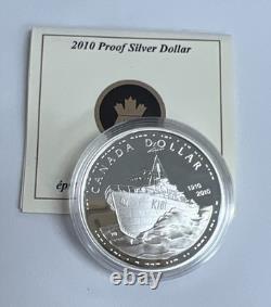 Canada 2010 Proof Silver Dollar 100th Anniversary Navy Original Box/ COA