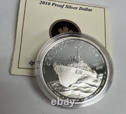Canada 2010 Proof Silver Dollar 100th Anniversary Navy Original Box/ COA