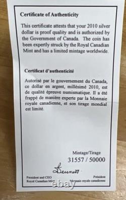 Canada 2010 Proof Silver Dollar 100th Anniversary Navy Original Box/ COA