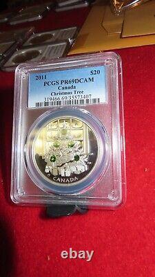 Canada 2010 XMAS CHRISTMAS TREE Swarovski Crystal $20 1oz 9999 Silver PCGS PR69