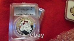 Canada 2010 XMAS Pinecone RUBY Swarovski Crystal $20 1oz 9999 Silver PCGS PR69