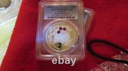 Canada 2010 XMAS Pinecone RUBY Swarovski Crystal $20 1oz 9999 Silver PCGS PR69