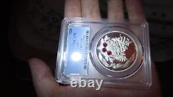 Canada 2010 XMAS Pinecone RUBY Swarovski Crystal $20 1oz 9999 Silver PCGS PR69