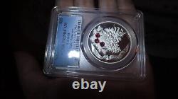 Canada 2010 XMAS Pinecone RUBY Swarovski Crystal $20 1oz 9999 Silver PCGS PR69