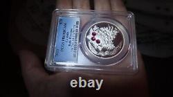 Canada 2010 XMAS Pinecone RUBY Swarovski Crystal $20 1oz 9999 Silver PCGS PR69