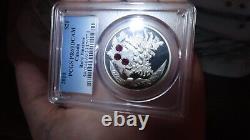 Canada 2010 XMAS Pinecone RUBY Swarovski Crystal $20 1oz 9999 Silver PCGS PR69