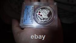 Canada 2010 XMAS Pinecone RUBY Swarovski Crystal $20 1oz 9999 Silver PCGS PR69