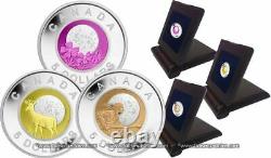 Canada 2011 2012 Full Moons 3 Coin $5 BiMetallic Niobium Silver Proof Set