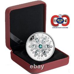 Canada 2011 Emerald Snowflake Swarovski 20$ Pure Silver Proof Coin Perfect