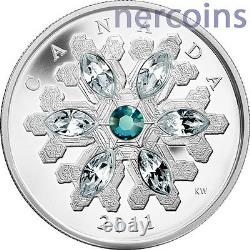 Canada 2011 Snowflake Swarovski Emerald 20$ Pure Silver Proof Coin Perfect