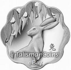 Canada 2011 Year of Rabbit Chinese Lunar Zodiac $15 Lotus Shaped Silver Proof