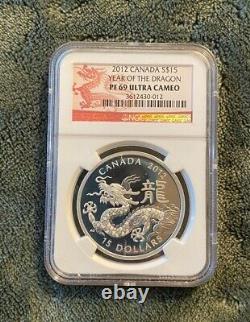 Canada 2012 1 Oz Silver Year of Dragon Proof $15 Coin NGC PF69 Ultra Cameo