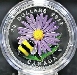 Canada 2012 $20 Silver Aster and Bumble Bee Venetian Glass Proof. 1434