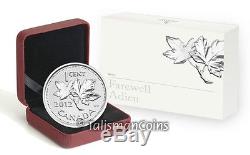 Canada 2012 Farewell to the Penny 1 Cent 5 Oz Pure Silver Proof MINTAGE 1,500