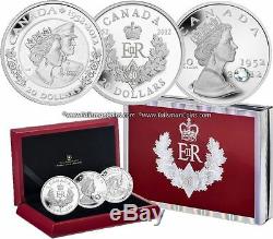 Canada 2012 Queen Elizabeth II 60th Jubilee 3 Coin $20 Pure Silver Proof Set