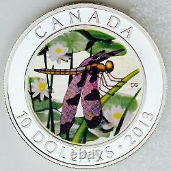 Canada 2013 $10 Dragonfly Twelve-Spotted Skimmer 1/2 oz Pure Silver HOLOGRAM