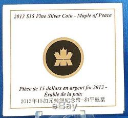 Canada 2013 $15 Maple of Peace Hologram, 1 oz. Pure Silver Proof, #5 in Series