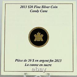 Canada 2013 $20 Venetian Murano Glass Candy Cane, 1 oz. Pure Silver Proof Coin