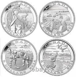 Canada 2013-2014 Tradition of Hunting $5 x 4 Coins Silver Proof Set Perfect