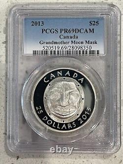 Canada 2013 $25 Grandmother Moon Mask Silver Proof Coin PCGS 69DCAM WithOGP