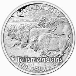 Canada 2013 Wildlife in Motion $100 Bison Buffalo Stampede Pure Silver Proof