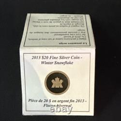 Canada 2013 Winter Snowflake 1 oz. Pure Silver $20 Proof Coin, Swarovski Crystal